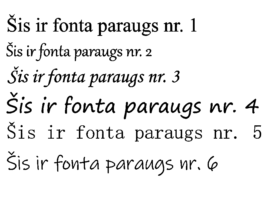 Piedāvāto fontu paraugi