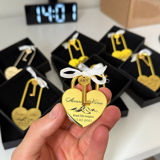 Personalizēta kāzu slēdzene zelta krāsā M izmērs