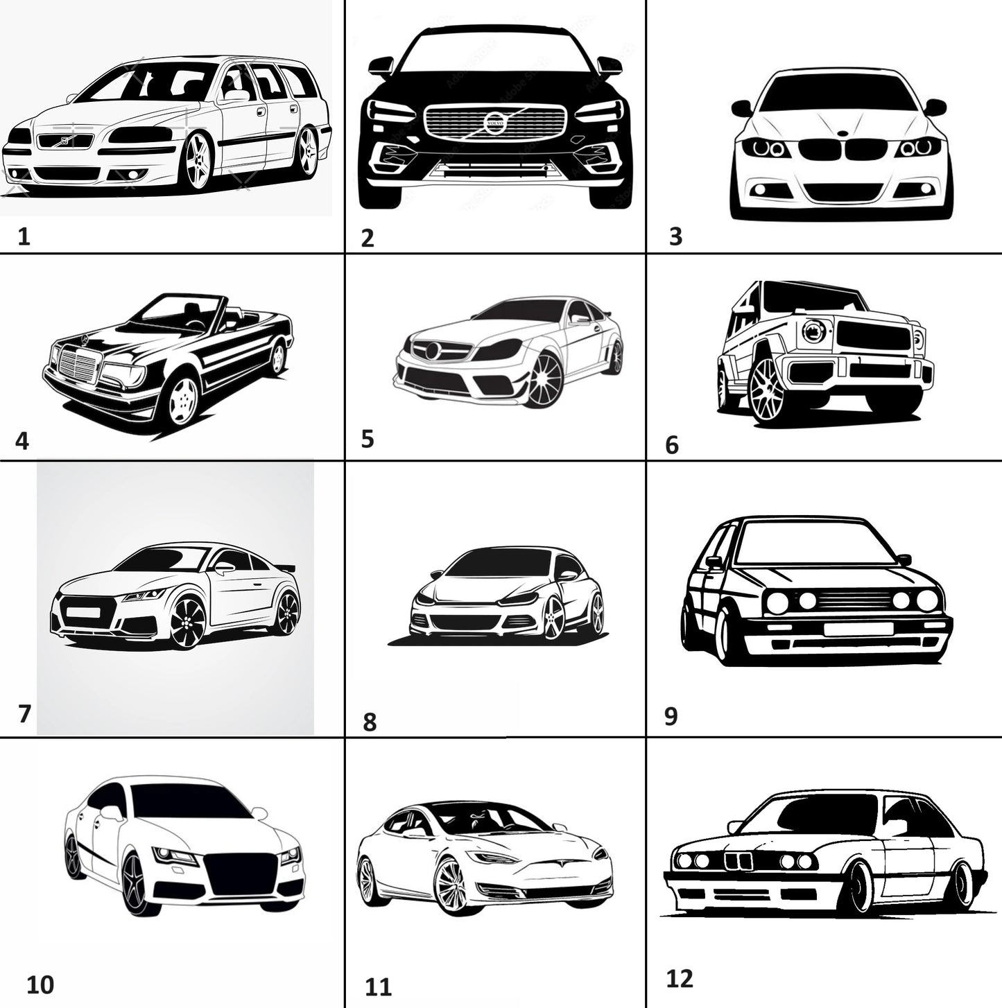 Piedāvāto AUTO siluetu katalogs