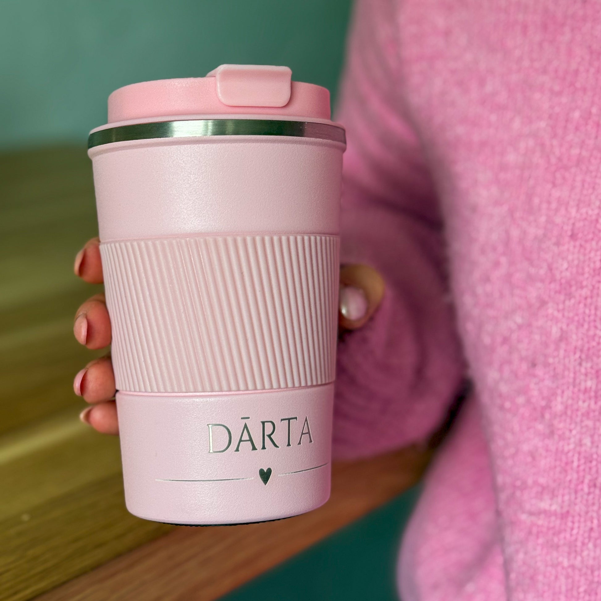 Personalizēta termokrūze 380ml rozā krāsā