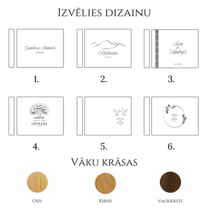 Skygraving piedāvātie dizaini viesu grāmatai