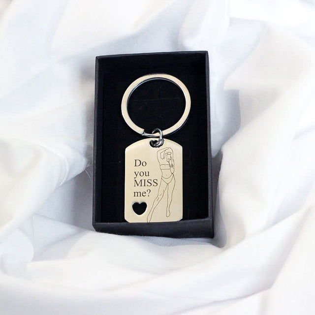 Taisnstūra formas "Spicy PIC" atslēgu piekariņš ar Jūsu personalizētu siluetu