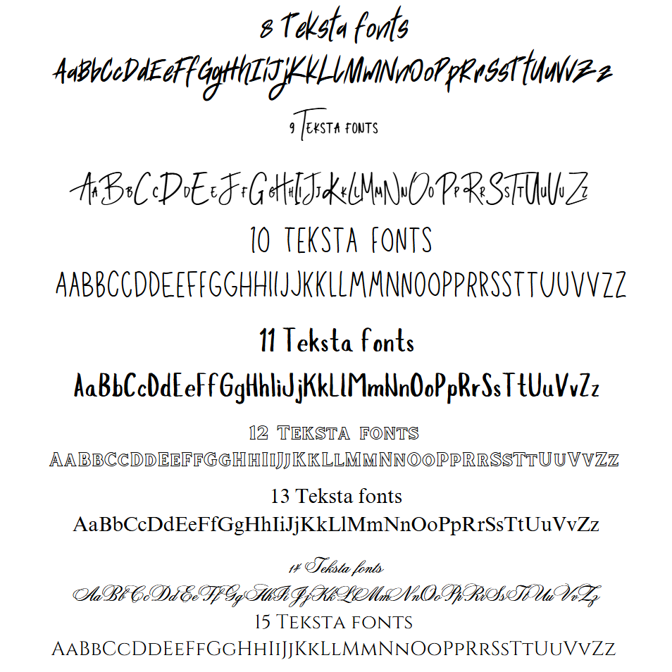 Piedāvātie fonti termosu gravējumam